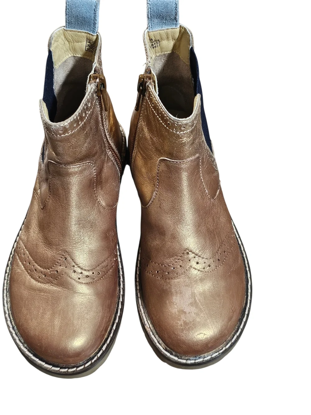Mini Boden Metallic Gold Bronze Leather Chelsea boots 12.5 eu30 + polish!